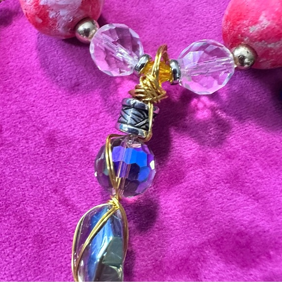 Handmade one-of-a-kind hand painted bracelet with charms ethnic tribal boho 3130 - Picture 4 of 9